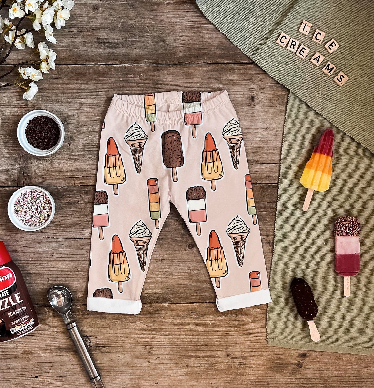 Pink Ice Creams Cropped Leggings