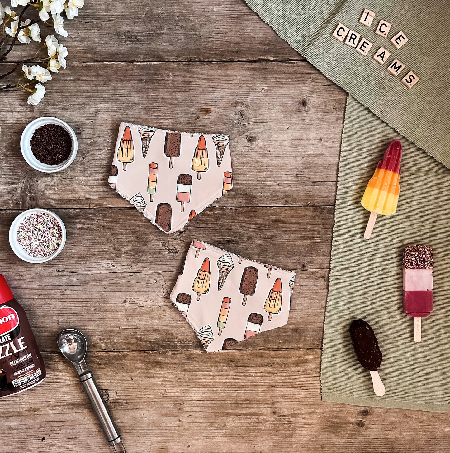 Pink Ice Creams Dribble Bib