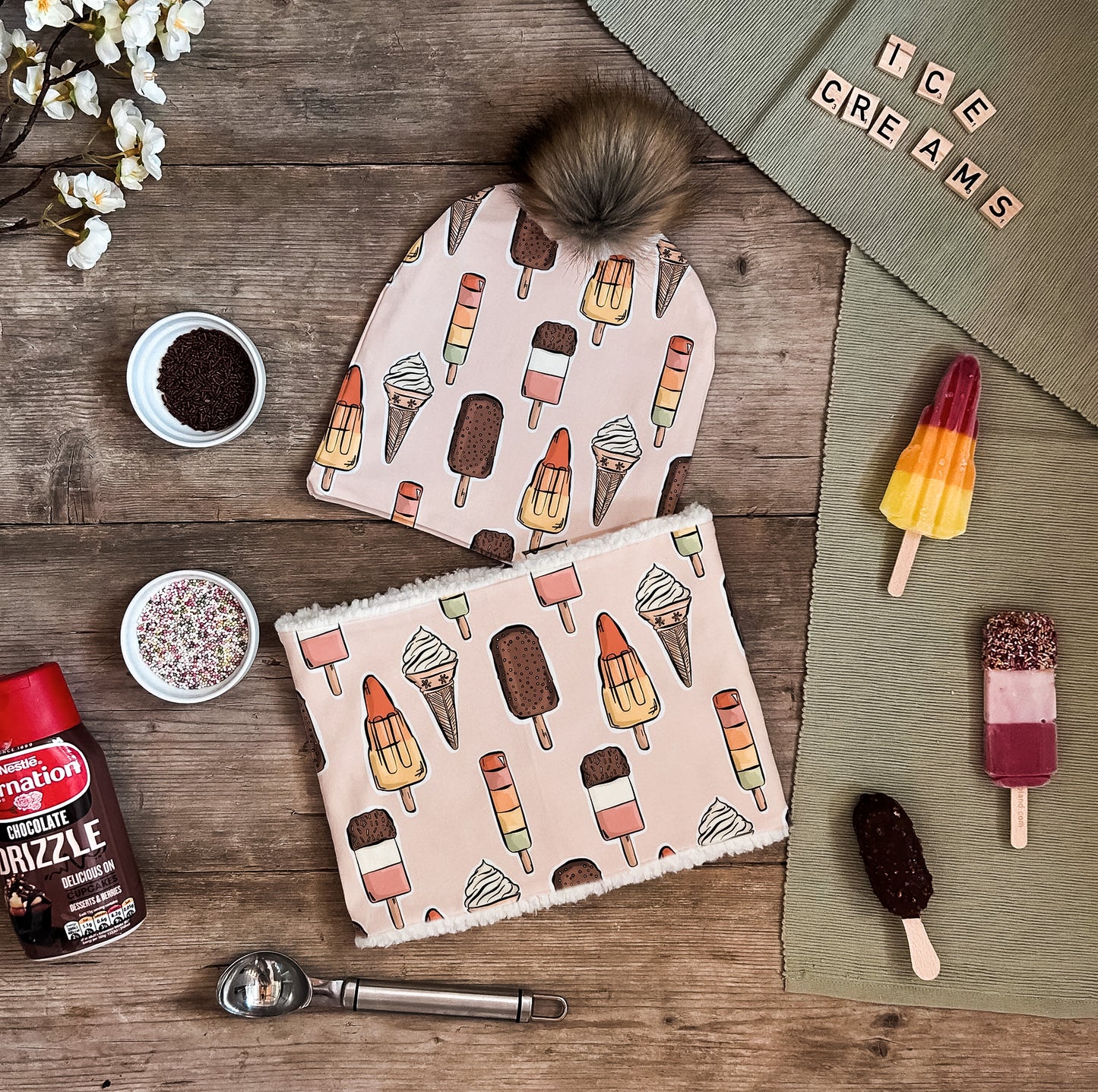 Pink Ice Creams Bobble Hat