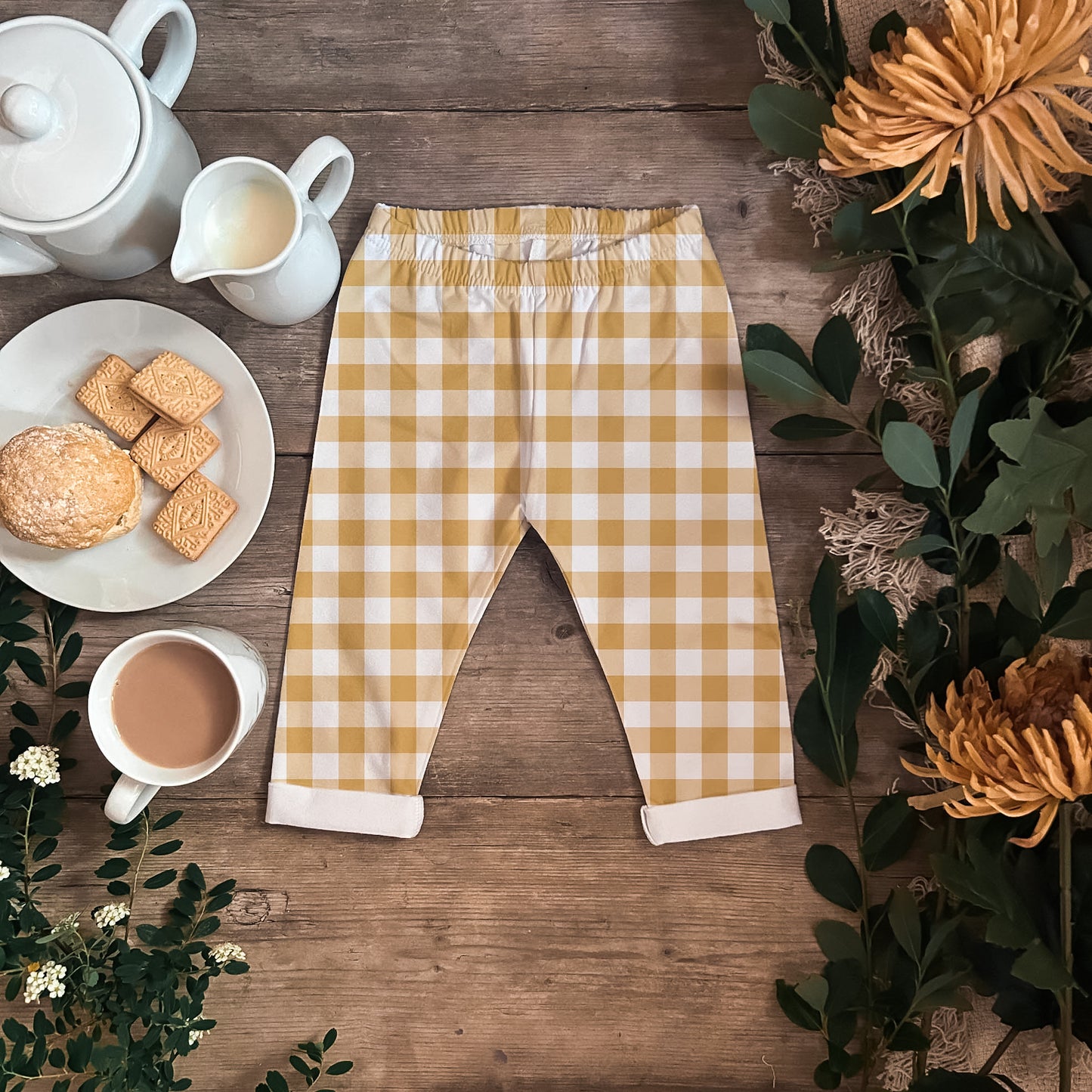 Yellow Plaid Cropped Leggings