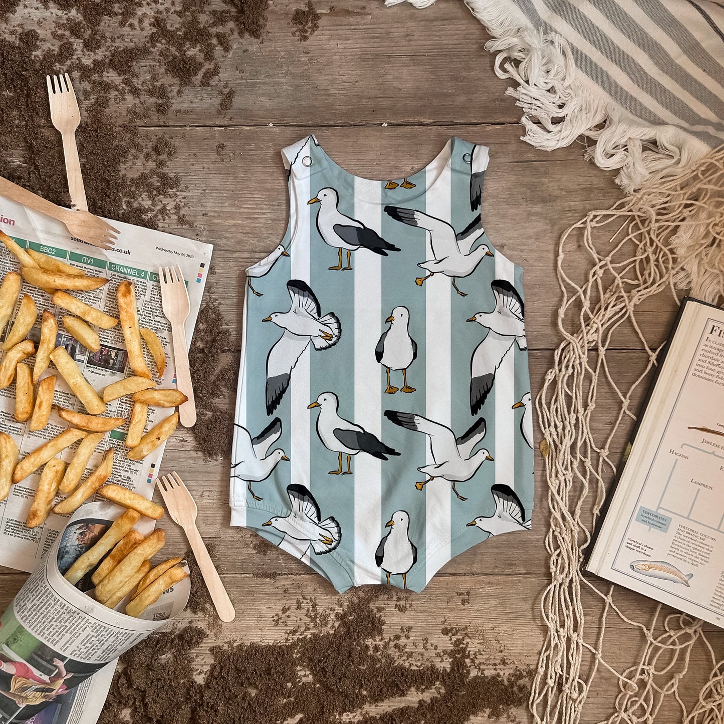 Seaside Seagulls Bloomer Romper