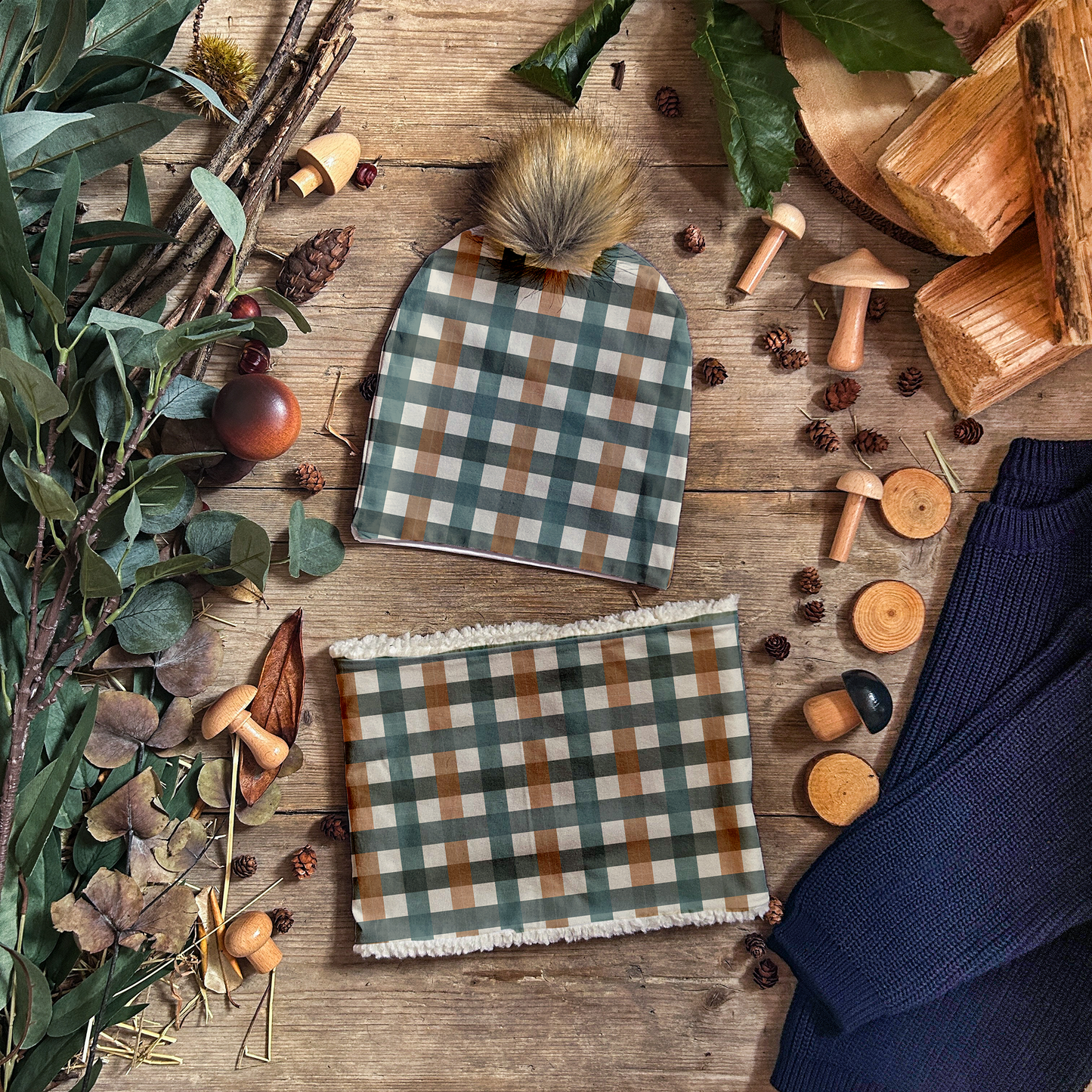 Winter Check Bobble Hat