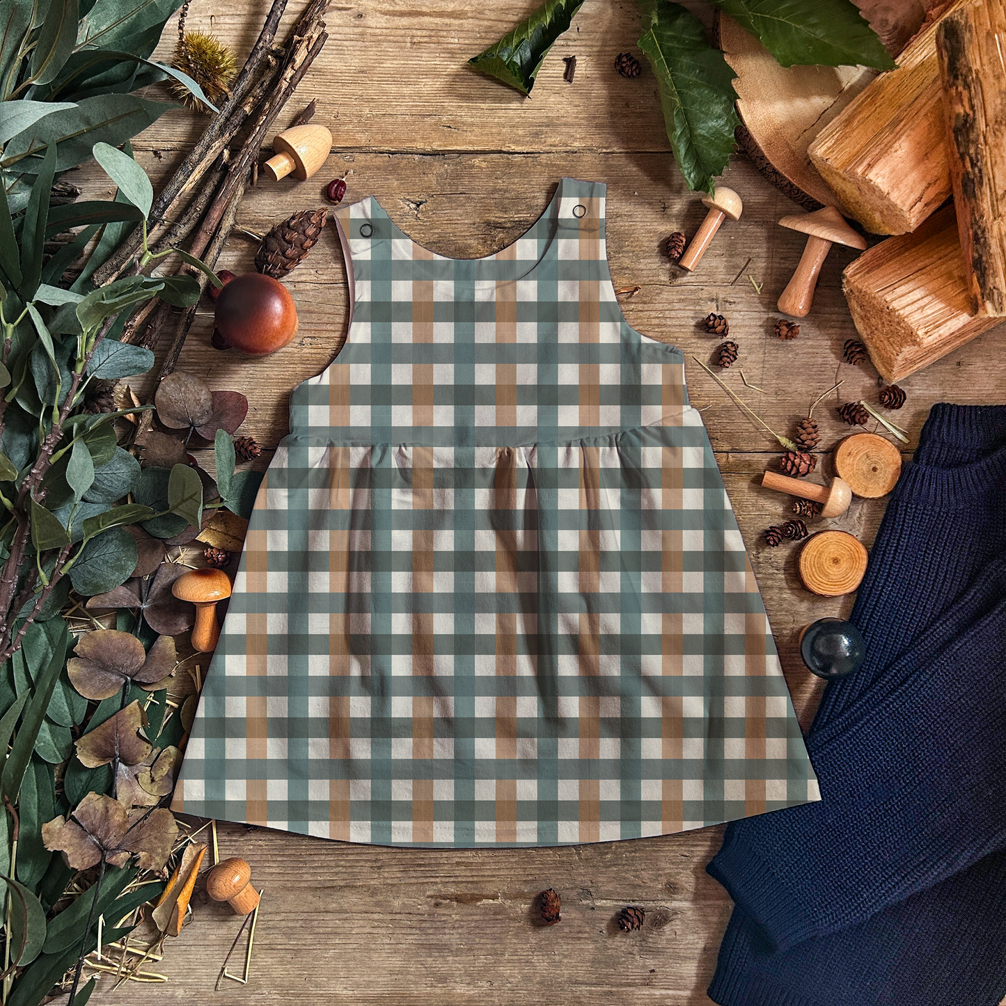 Winter Check Pinafore Dress