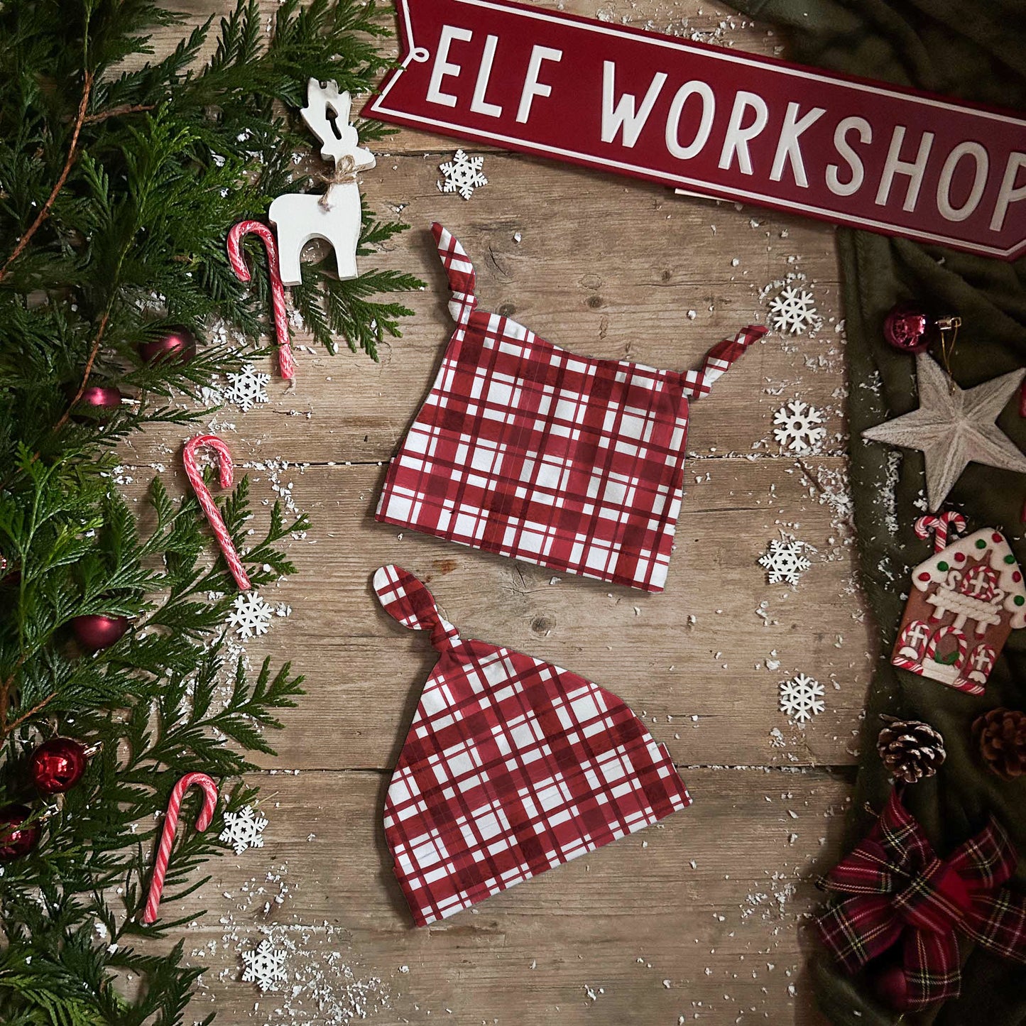 Christmas Plaid Knotted Hats