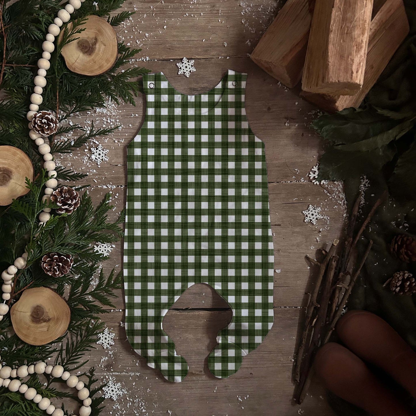 Forest Check Footed Romper