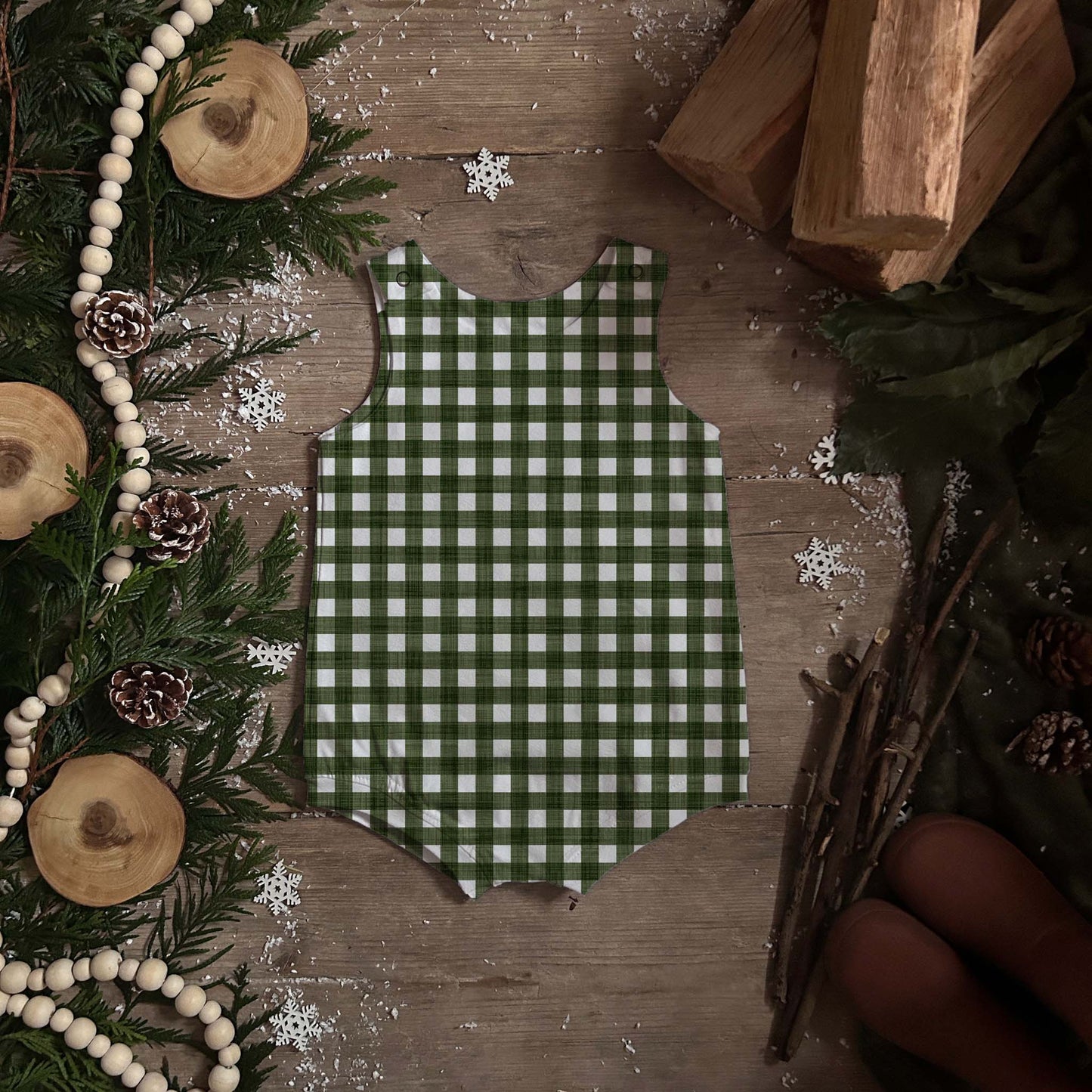 Forest Check Bloomer Romper