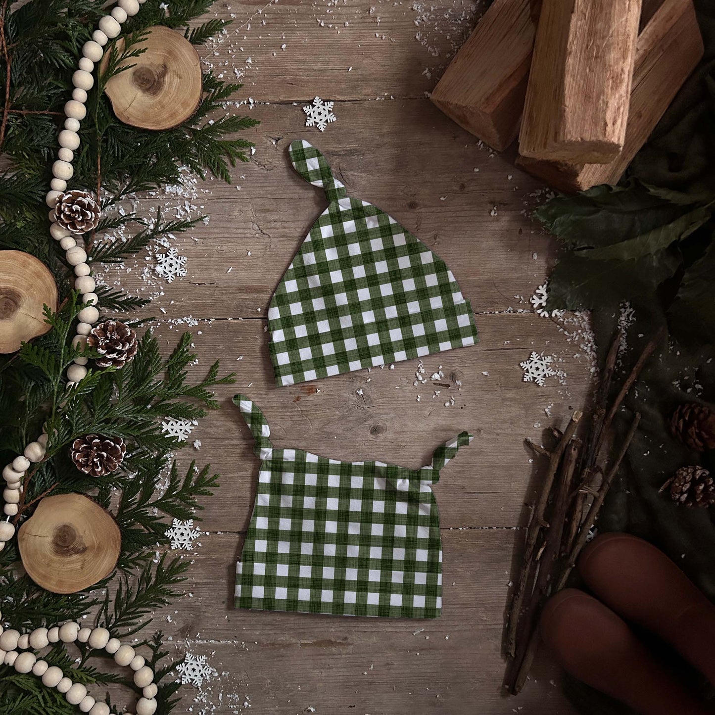 Forest Check Knotted Hats
