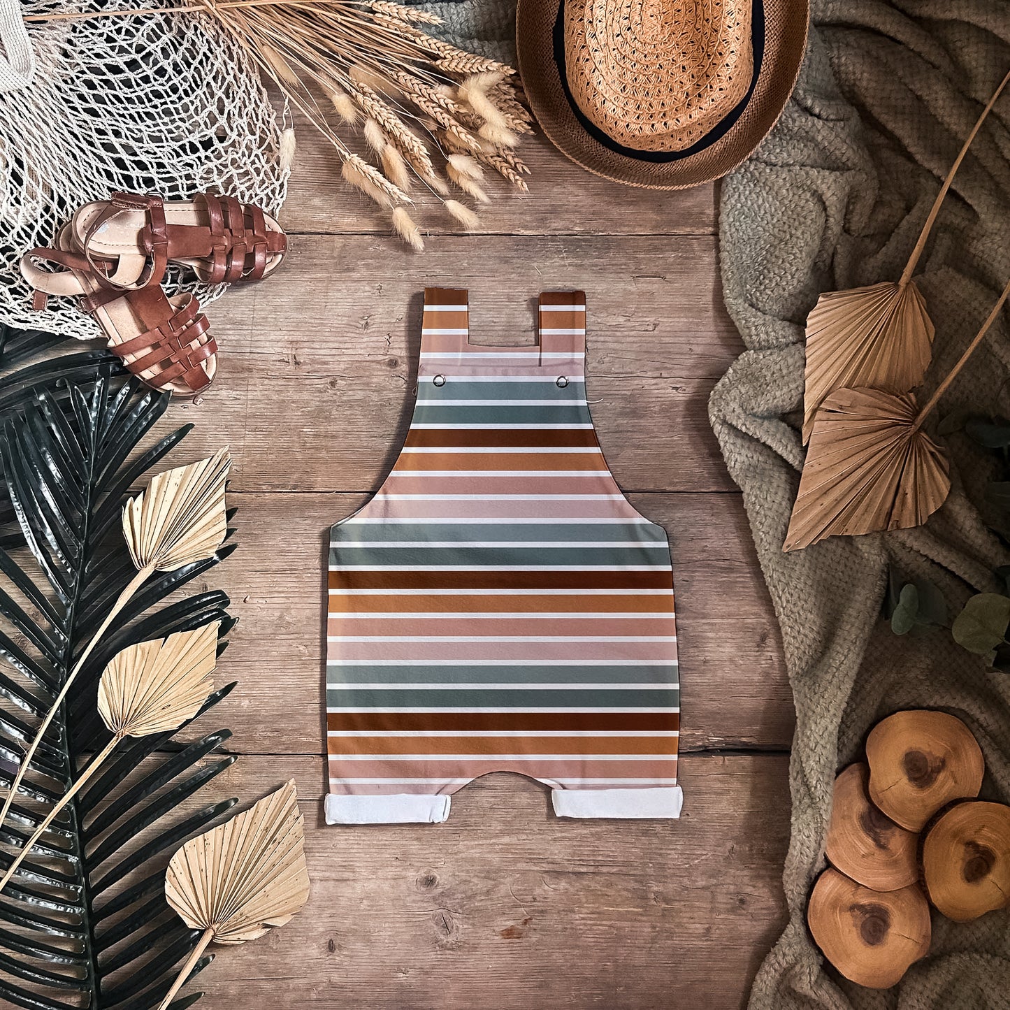 Retro Stripes Shorts Dungarees