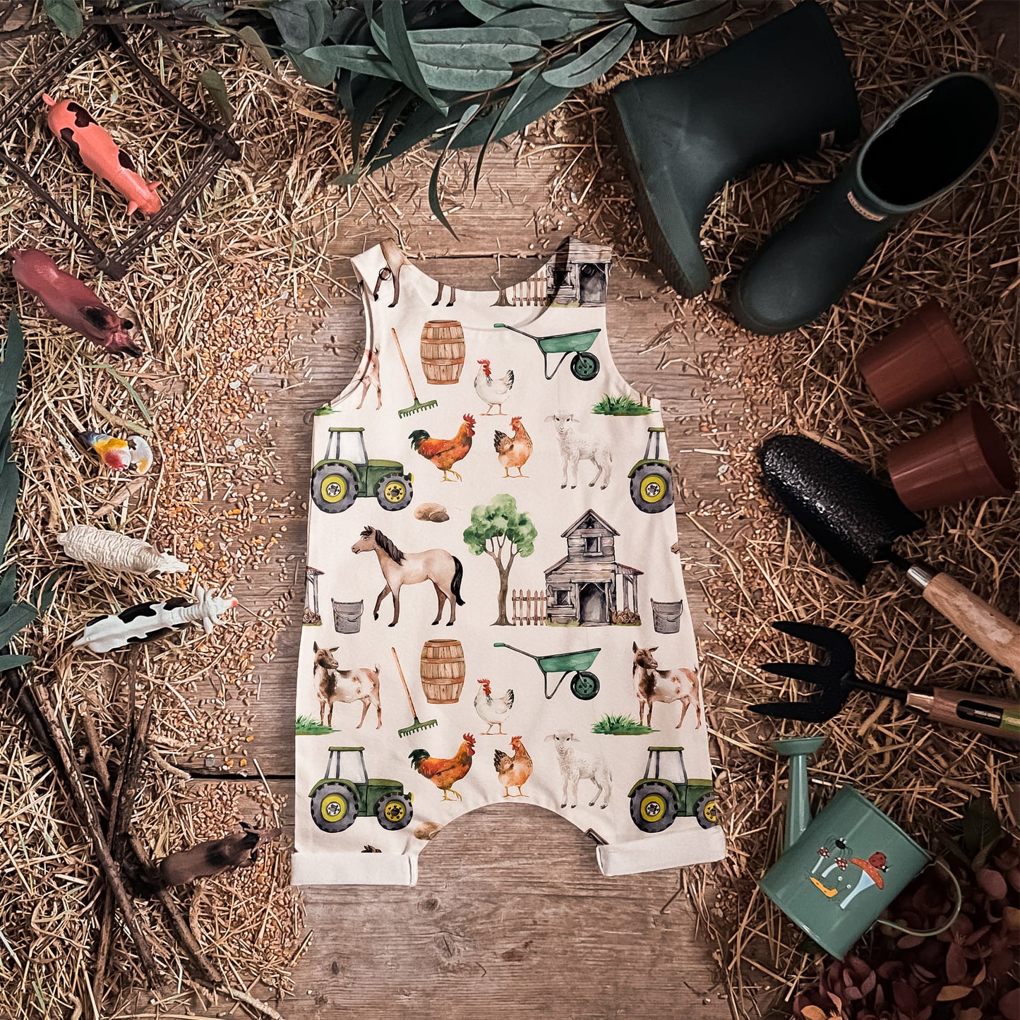 Farm Life Shorts Romper