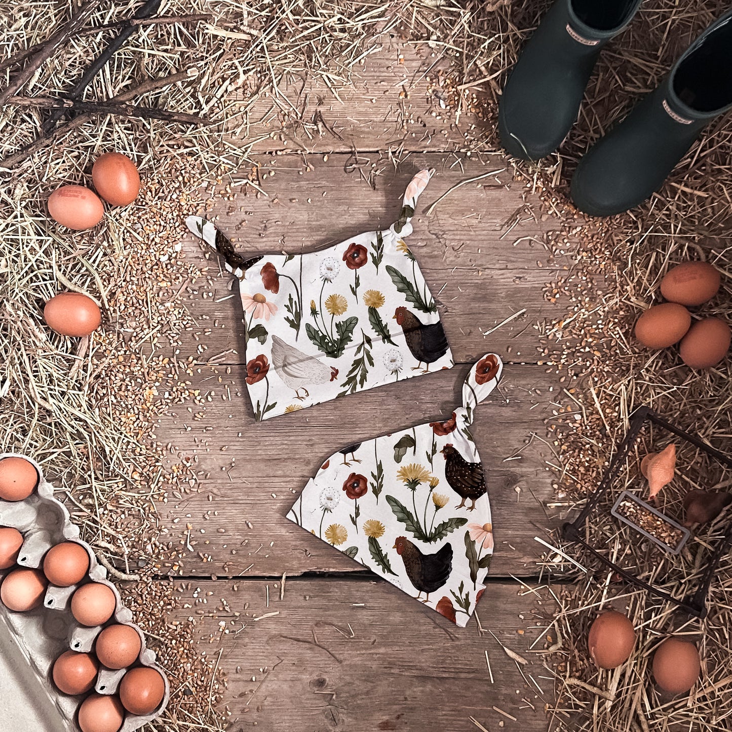 Garden Chickens Knotted Hats