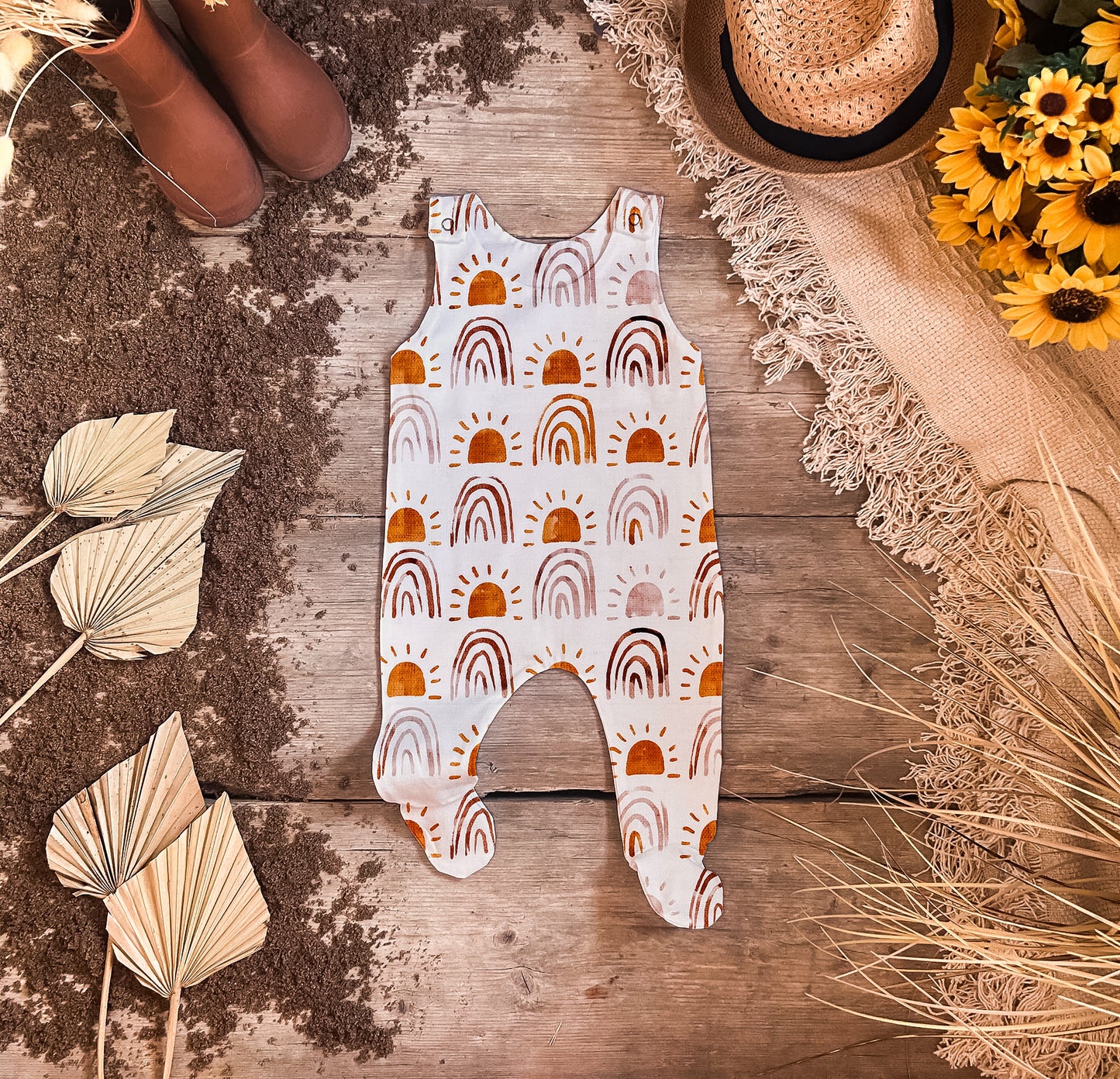 Boho Suns Footed Romper