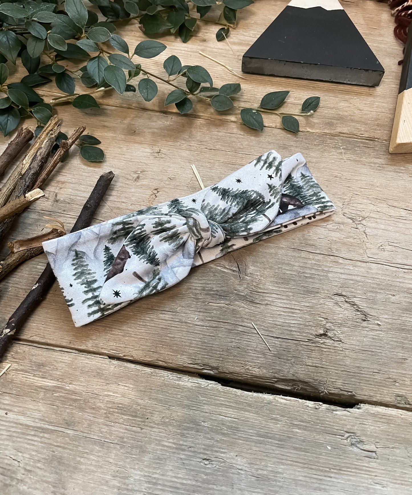 Winter Mountain Knot Bow Headband