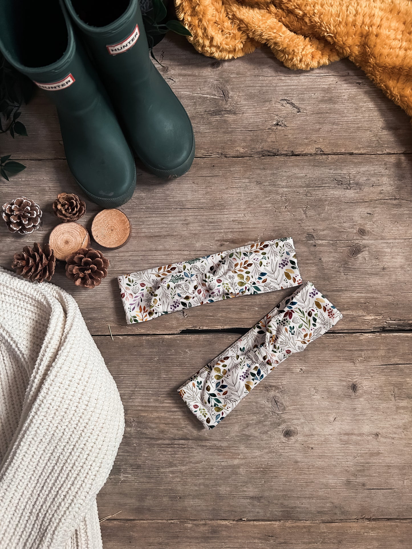 Watercolour Foliage Knot Bow Headband