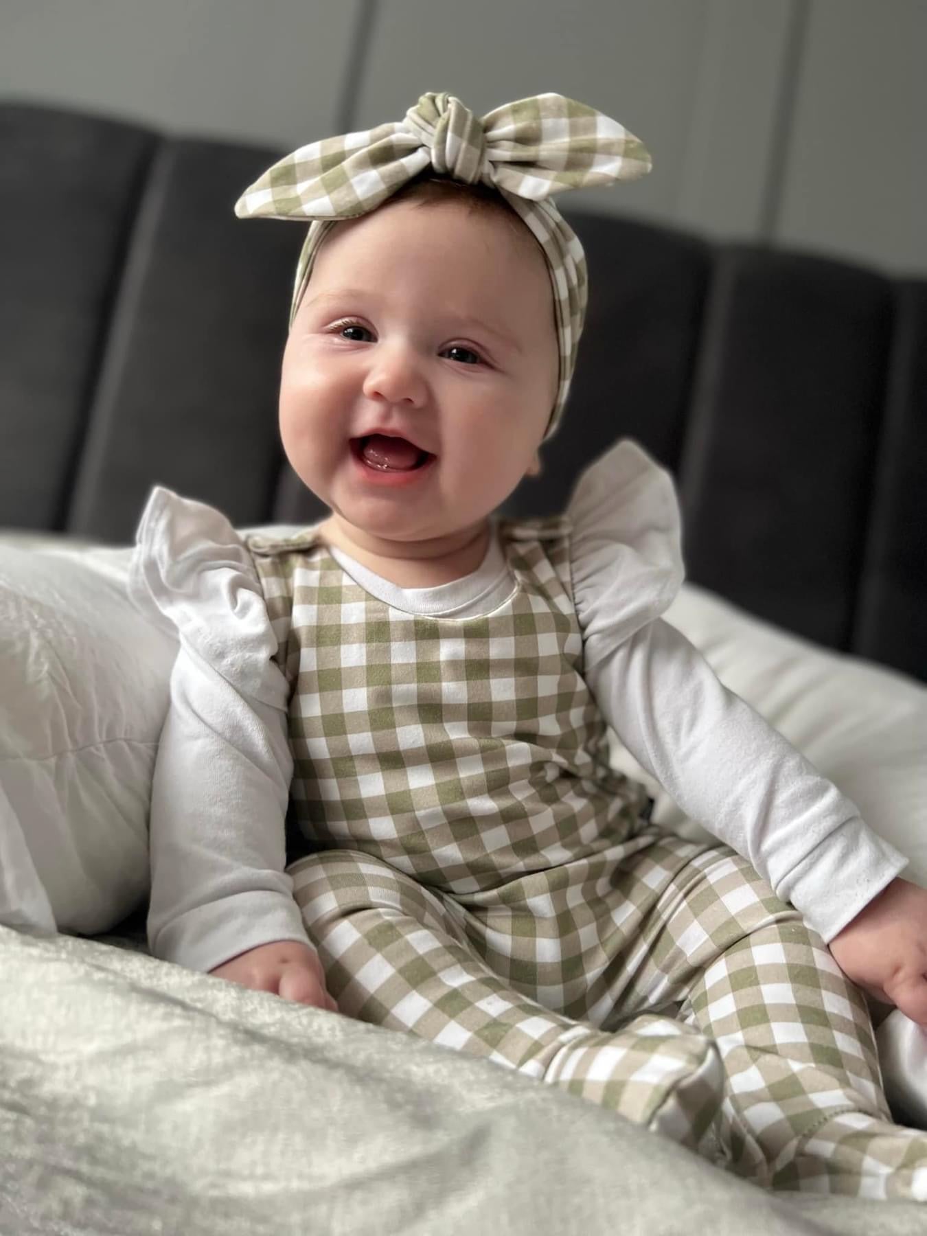 Spring Plaid Footed Romper