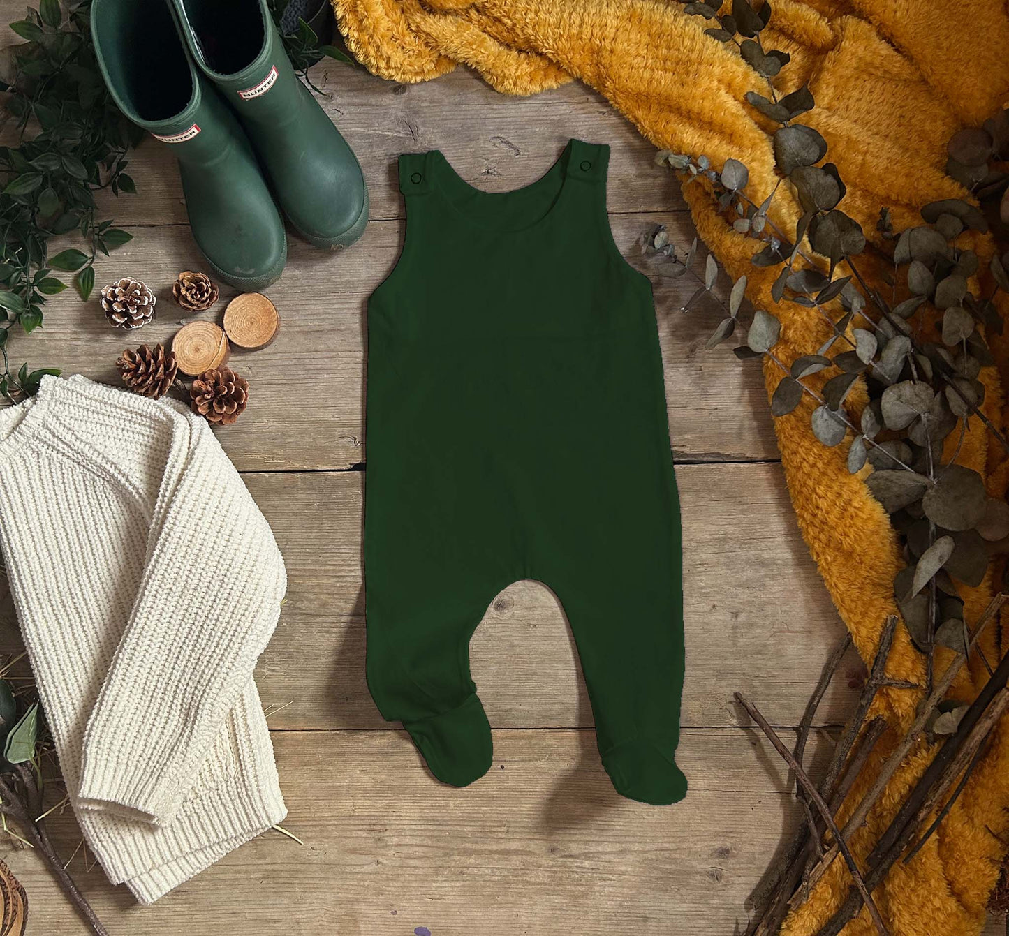 Bottle Green Footed Romper