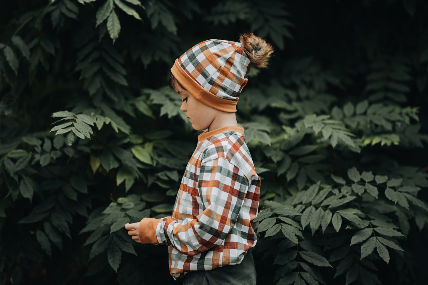 Autumn Checks Bobble Hat