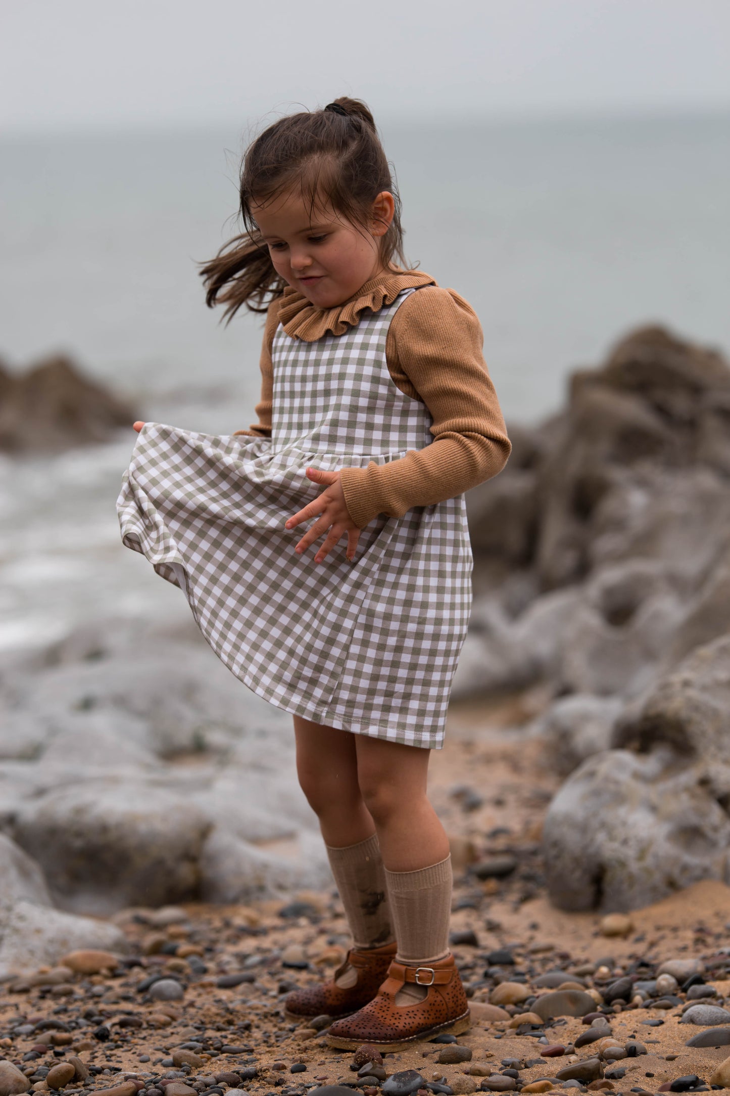 Spring Plaid Pinafore Dress