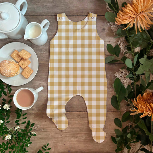 Yellow Plaid Footed Romper