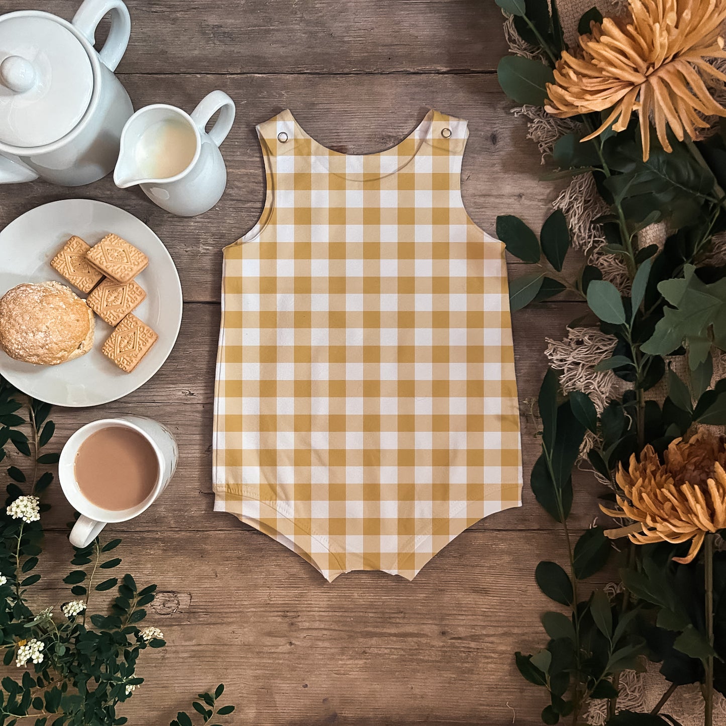 Yellow Plaid Bloomer Romper