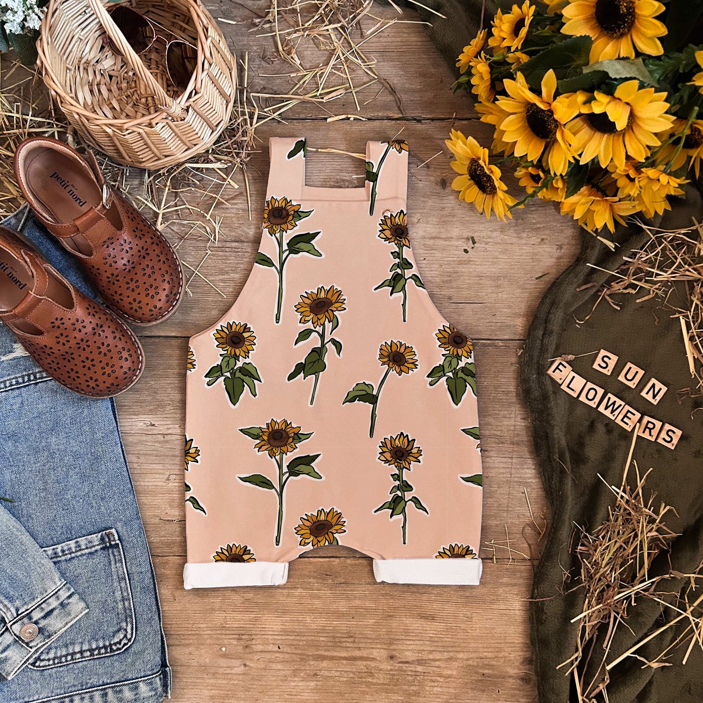 Sunflowers Shorts Dungarees