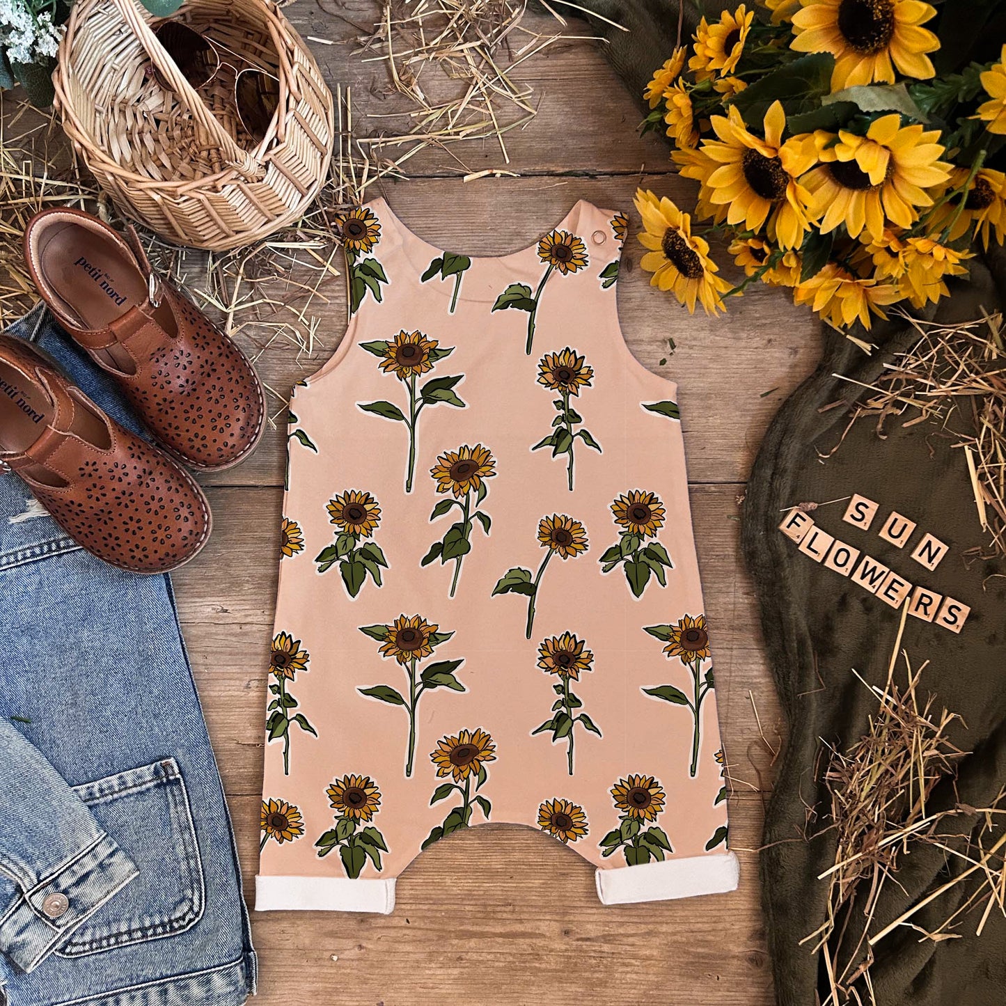 Sunflowers Shorts Romper