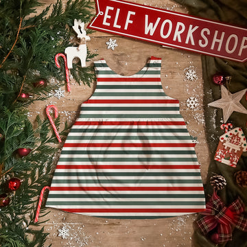 Christmas Stripes Pinafore Dress