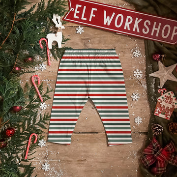 Christmas Stripes Cropped Leggings