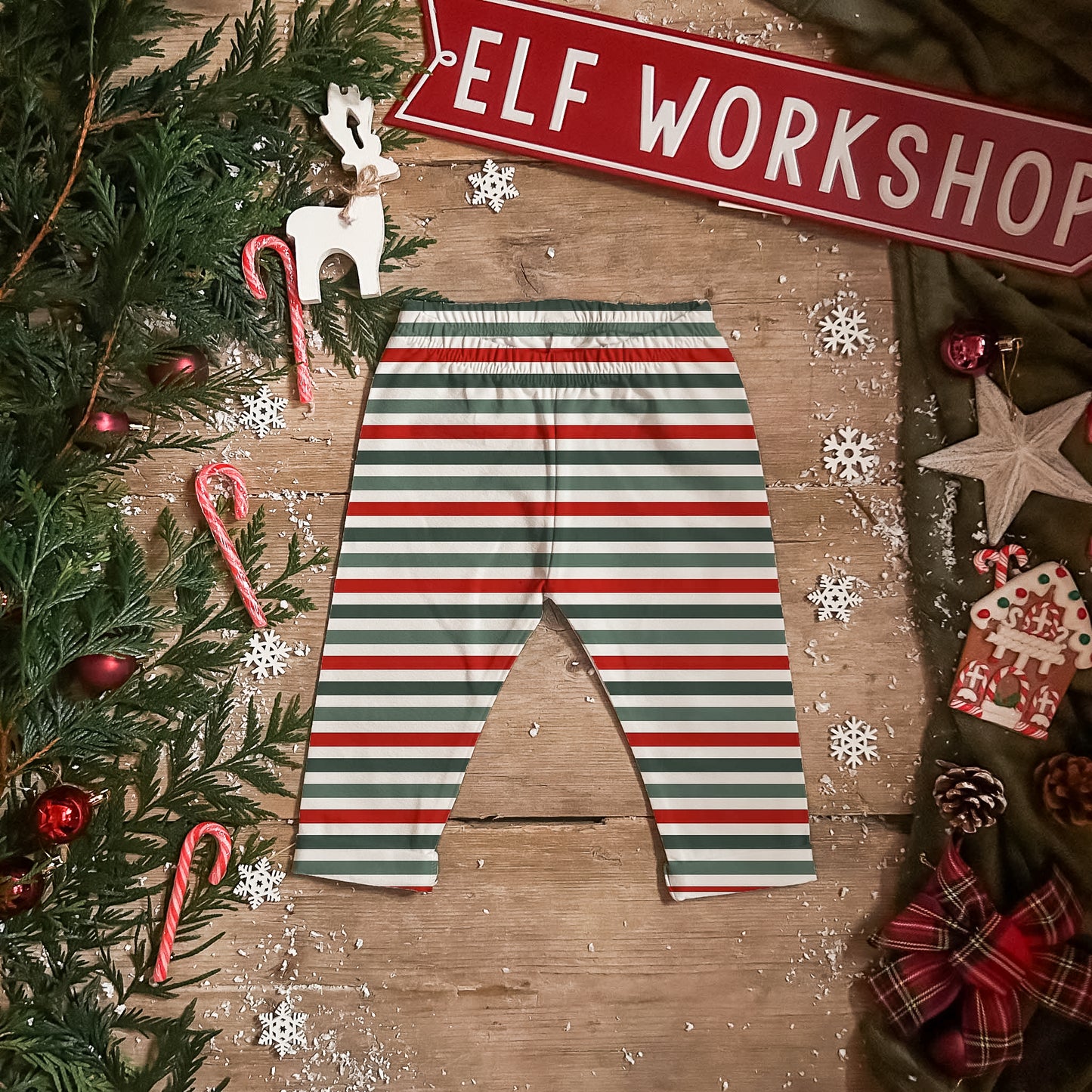 Christmas Stripes Cropped Leggings