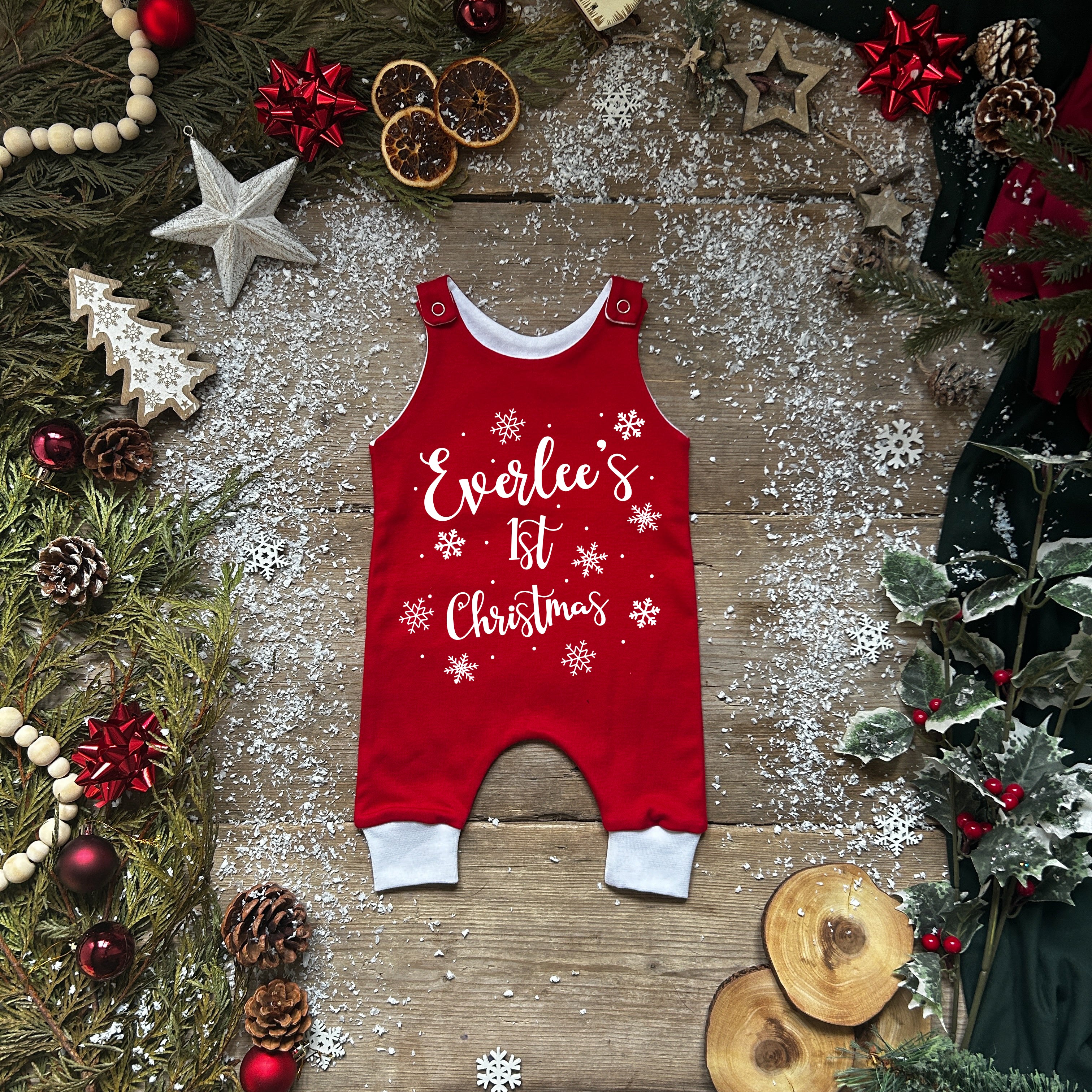 Baby's first christmas romper best sale