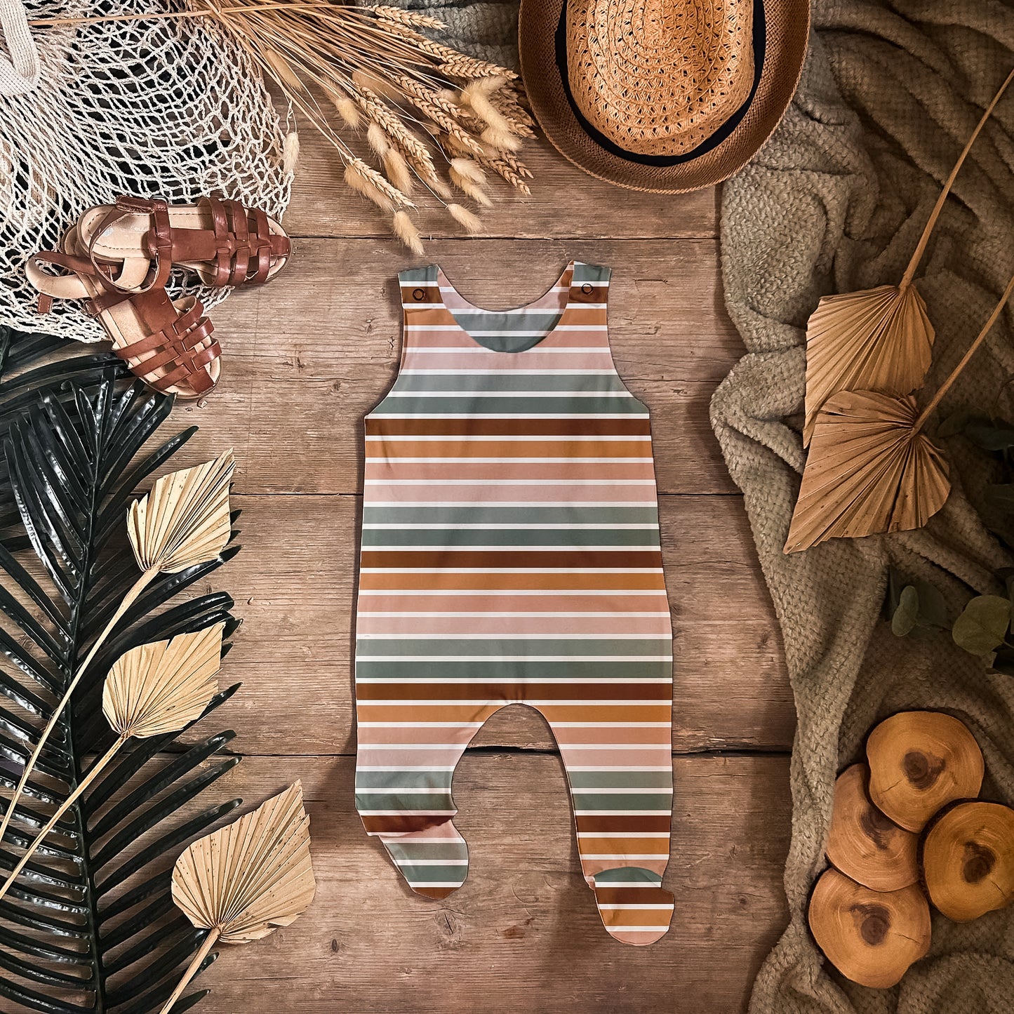 Retro Stripes Footed Romper