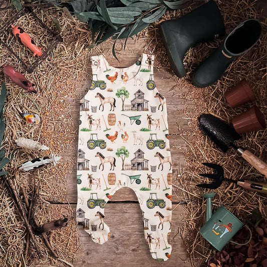 Farm Life  Footed Romper