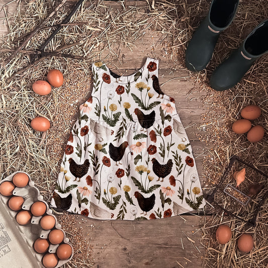 Garden Chickens Pinafore Dress