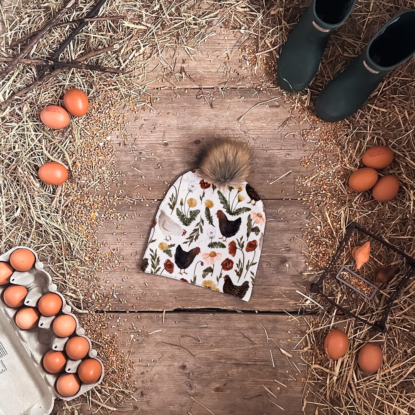 Garden Chickens Bobble Hat