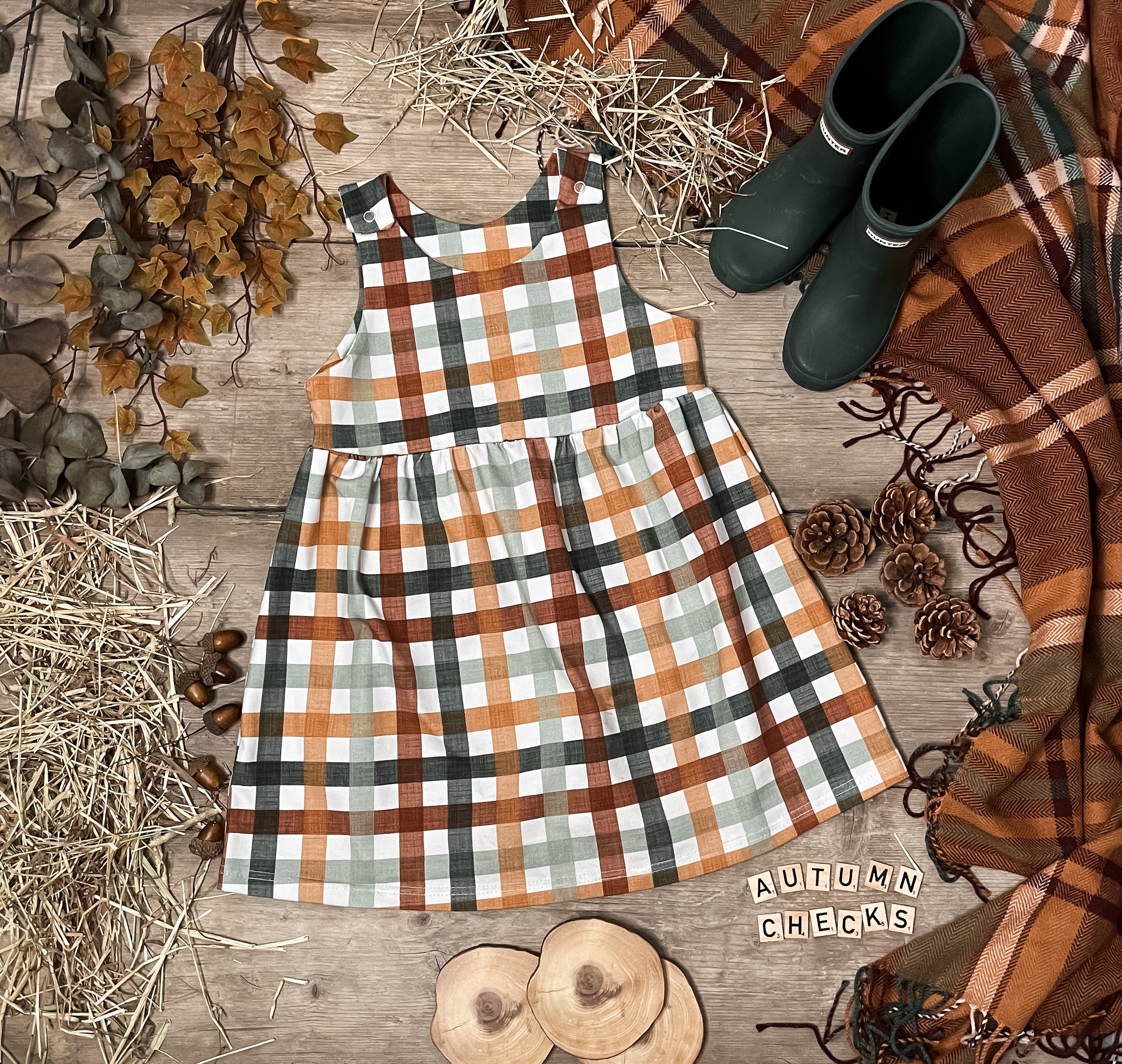 Autumn Checks Pinafore Dress Talibri Kids Wear Ltd