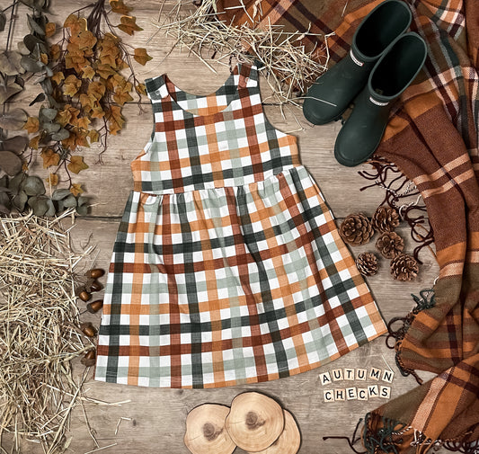 Autumn Checks Pinafore Dress