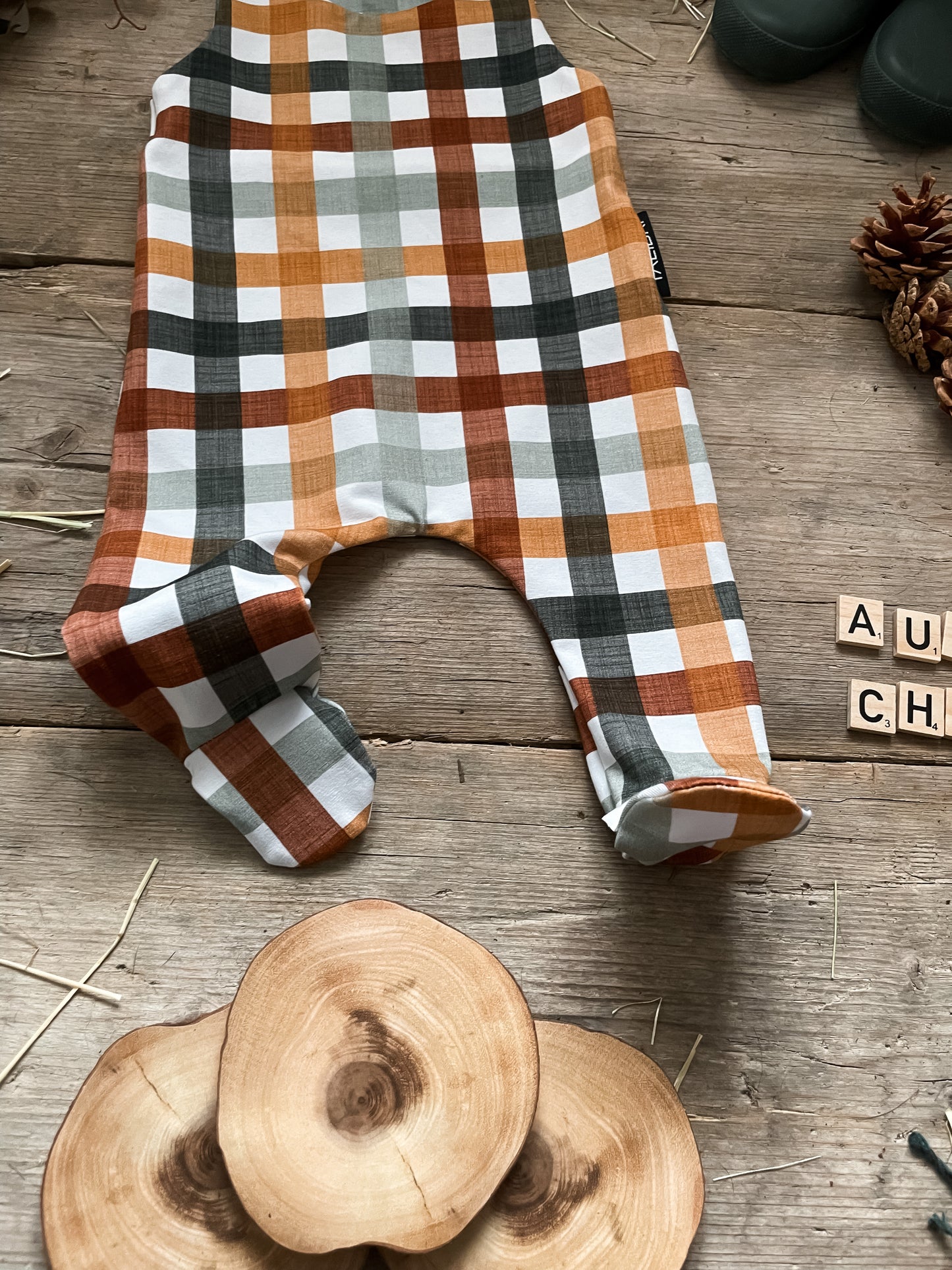 Autumn Checks Footed Romper