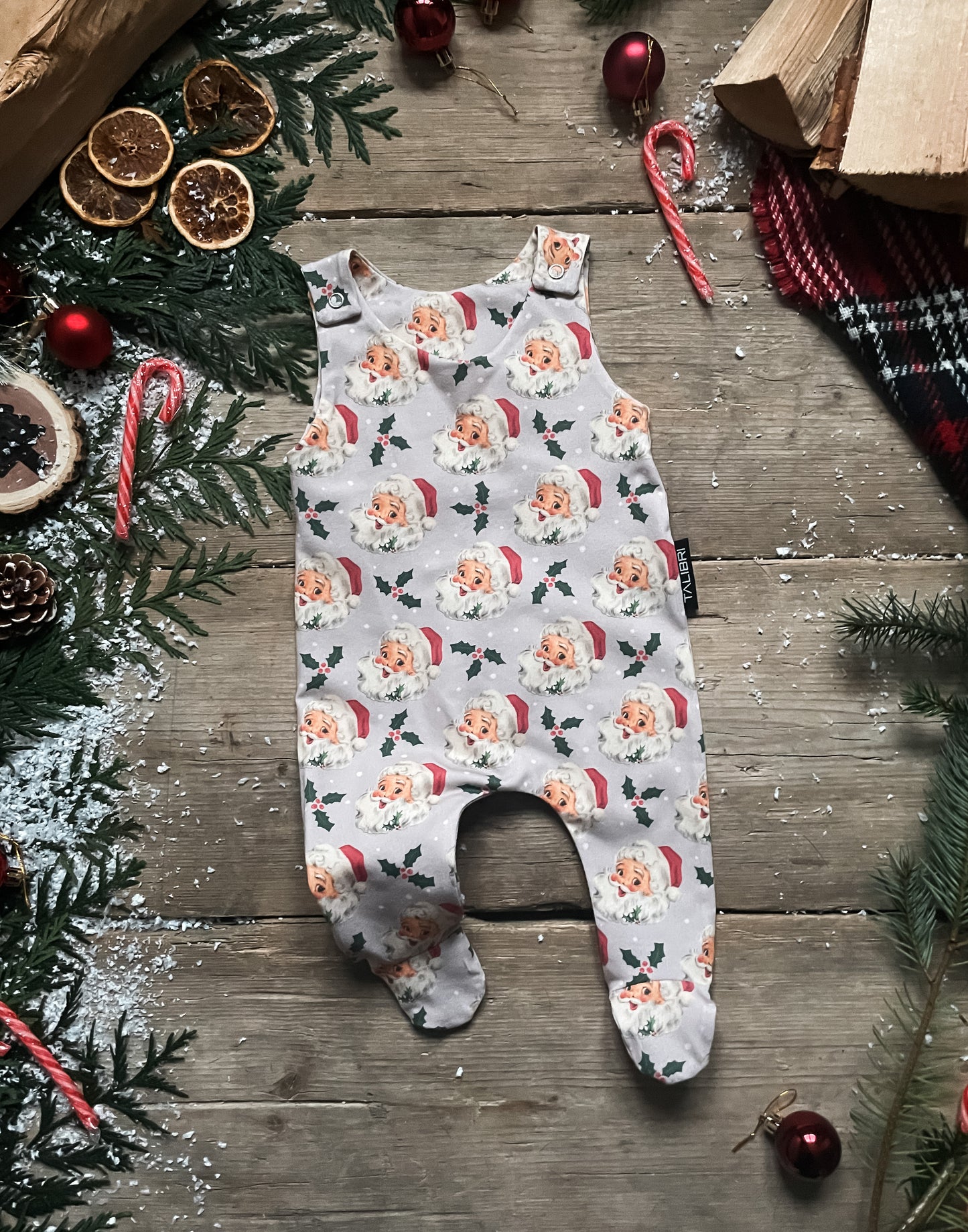 Vintage Santa Footed Romper