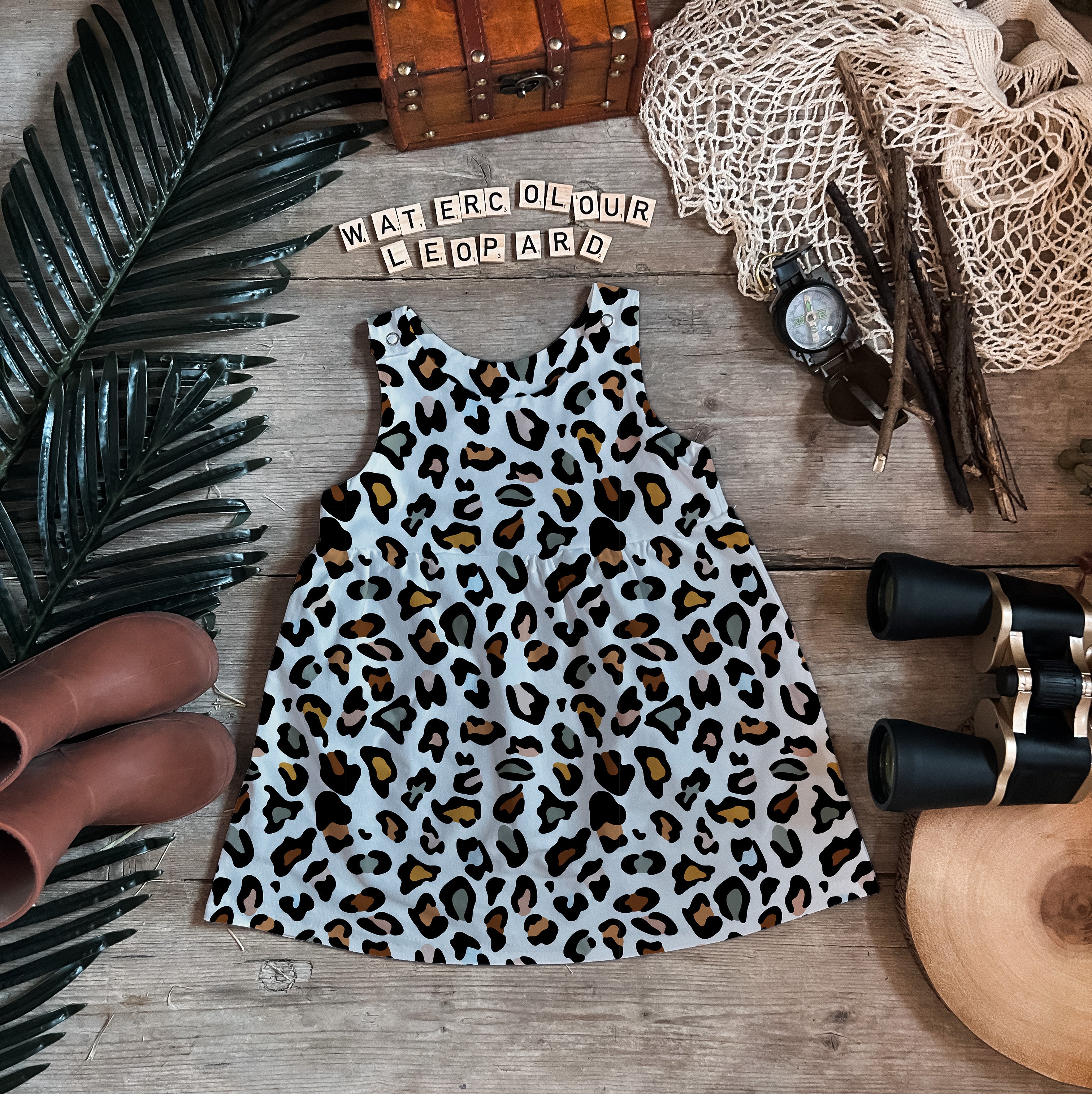 Leopard print hotsell pinafore dress